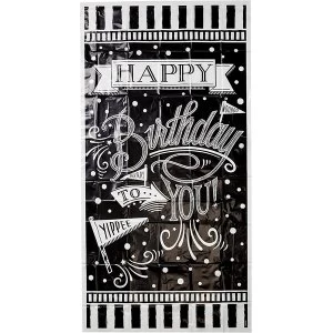 image of Happy Birthday Giant Vertical Banner Black (85cm x 1.65m)