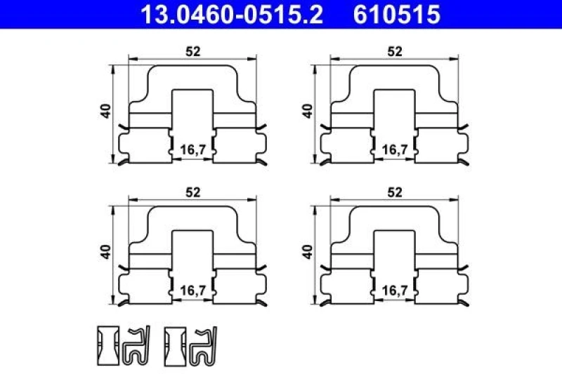 Image of Brake pad fitting kit ATE 13.0460-0515.2