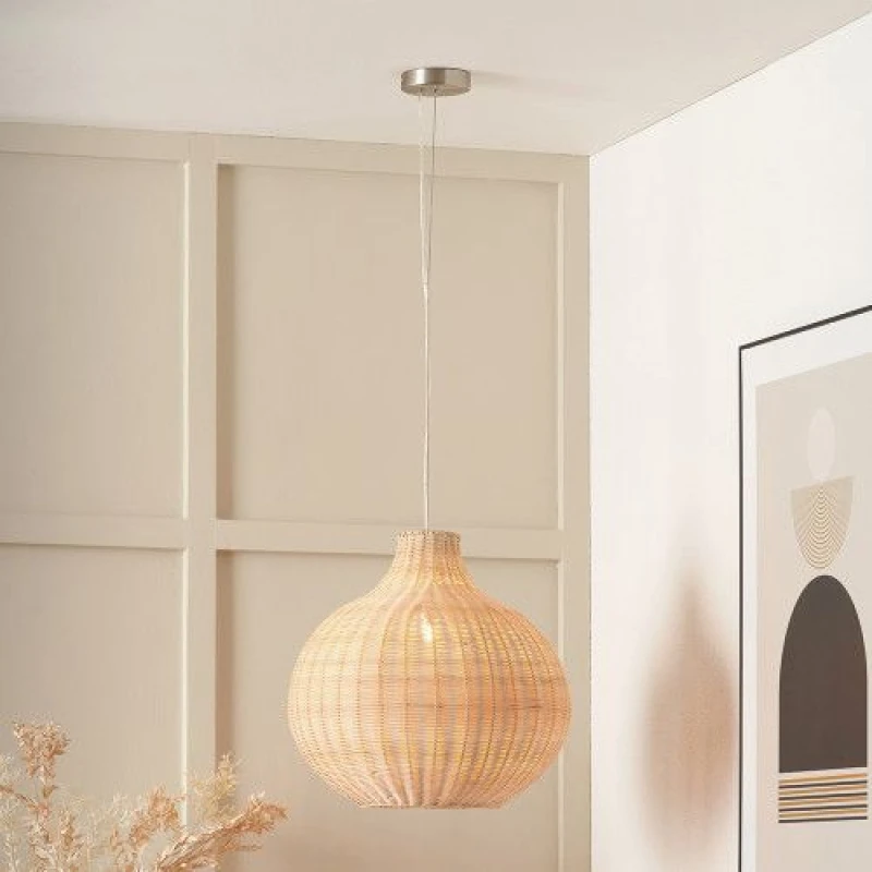 Image of Ruma Rattan Dome Pendant Ceiling Light in Natural Natural Unisex