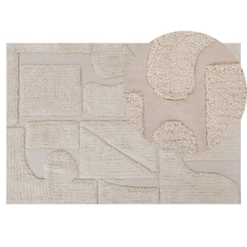 Image of Beliani Rug Diyadin Beige 140 X 200 Cm Cotton