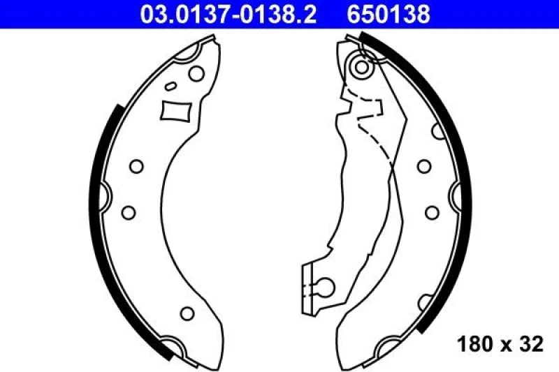 Image of ATE 03.0137-0138.2 Brake Shoes with lever Brake Shoe Set (70)
