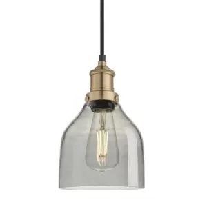 Image of Industville Brooklyn 6" Cone Pendant / Smoke Grey Tinted Glass and Brass Holder