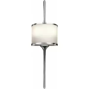 image of Loops - IP44 Twin Wall Light Long Pole Central Glass Shade Polished Chrome LED G9 3.5W