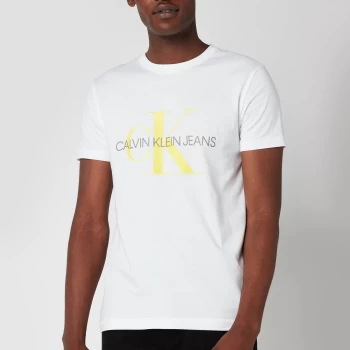 Image of Calvin Klein Jeans Mens Slim Organic Cotton Monogram T-Shirt - White - XL