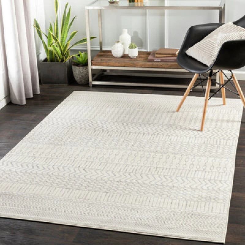 Image of Livabliss Scandi Geometric Light Grey Bianca Area Rug 150 X 213cm - Easy Care, Non Shedding, Ideal For Living Room & Bedroom