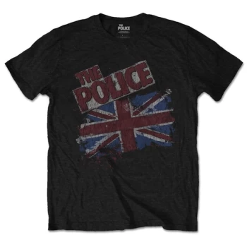 Image of The Police - Vintage Flag Unisex Large T-Shirt - Black