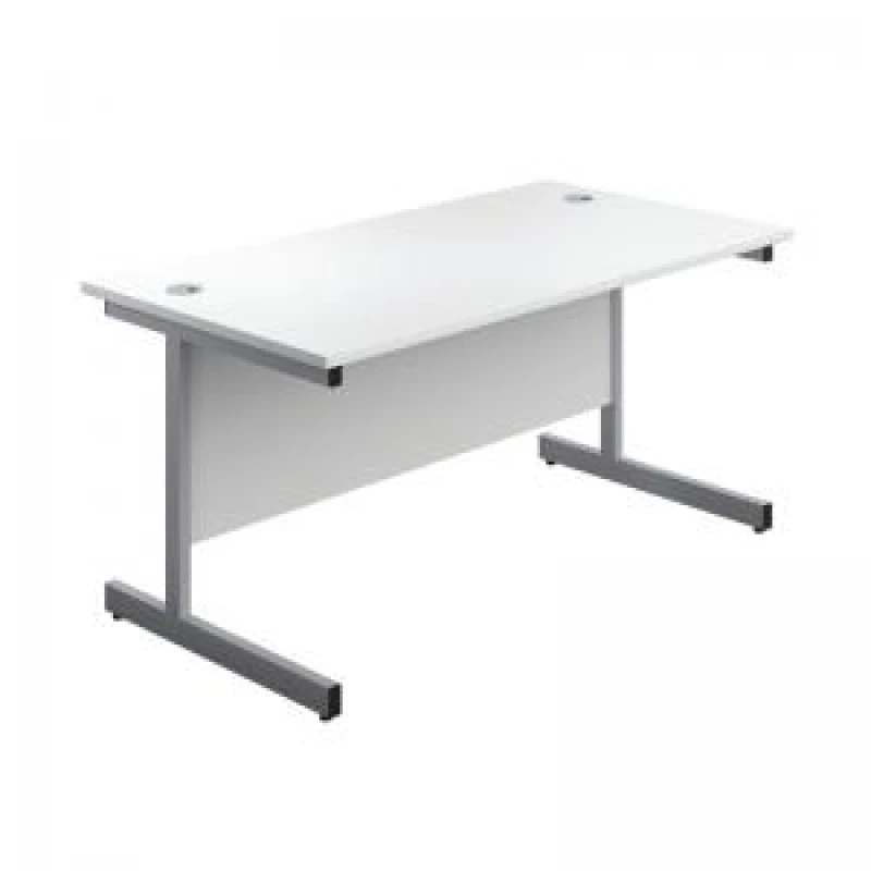 Image of First Rectangular Cantilever Desk 1800x800x730mm White/Silver KF803515