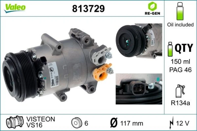 Image of Air conditioning compressor VALEO 813729