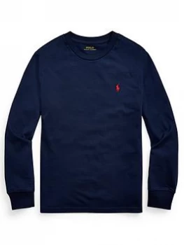 Image of Ralph Lauren Boys Classic Long Sleeve T-Shirt - Navy, Size 10-12 Years=M