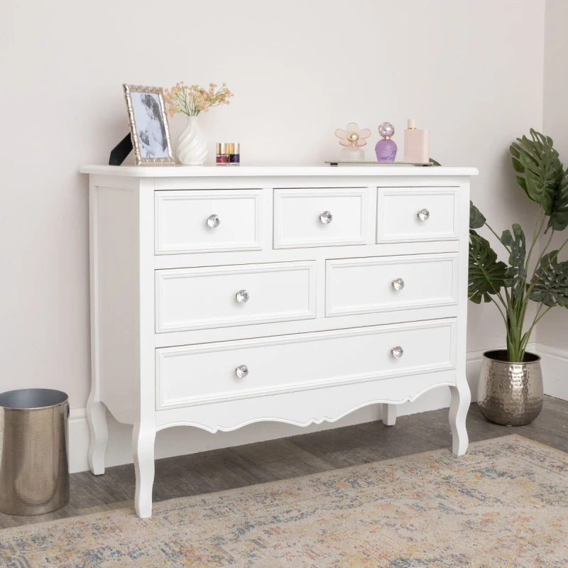 Image of Melody Maison Large White Chest Of Drawers - Victoria Range White