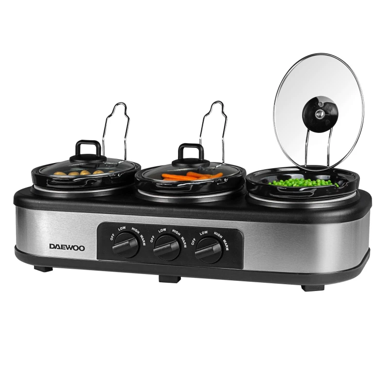 Image of EGL Triple Slow Cooker - Silver Silver One Size