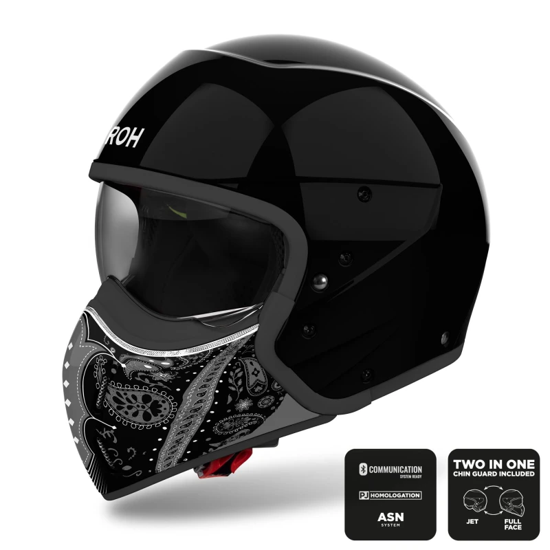 Image of Airoh J 110 Paesly Black Gloss Jet Helmet Size XL