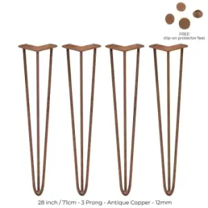 Image of SkiSki 4 X Hairpin Leg - 28 - Antique Copper - 3 Prong - 12M