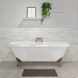 image of Freestanding Double Ended Roll Top Bath with Brushed Brass Feet 1795 x 785mm - Park Royal