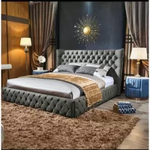 Image of Royale Bed Double Plush Velvet Silver