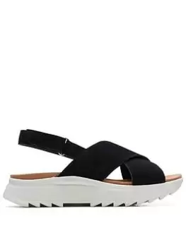 Image of Clarks Dashlite Wish Wedges - Black Suede, Black, Size 3, Women