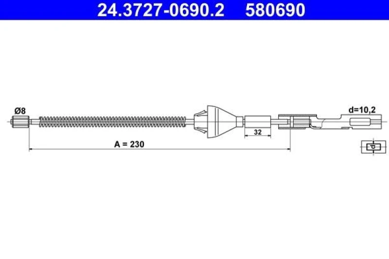 Image of Handbrake cable ATE 24.3727-0690.2