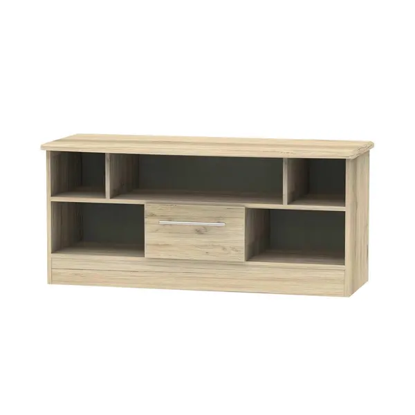 Image of Ready Assembled Edina 1 Drawer TV Unit Bordeaux Oak SHE210BX