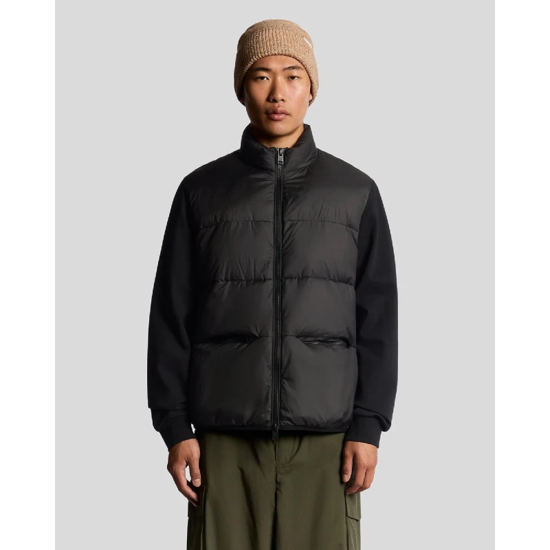 Image of Lyle and Scott Funnel Neck Hybrid Zip Through Jumper Black male M