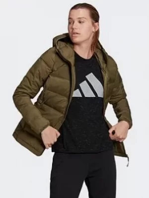 Image of adidas Helionic Jacket, Grey/Green Size XL Women