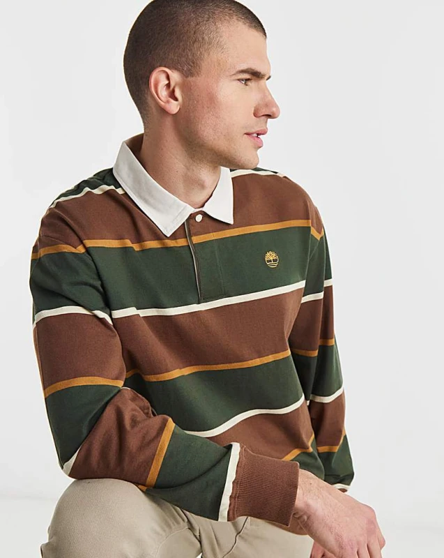 Image of Timberland Timberland Long Sleeve Rugby Polo Shirt Multi - Timberland - Size: L42/44 Multi Male L42/44 TL47003