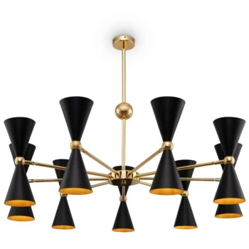 image of Maytoni Modern - Vesper Modern Vesper 18 Light Black with Gold Pendant Ceiling Light