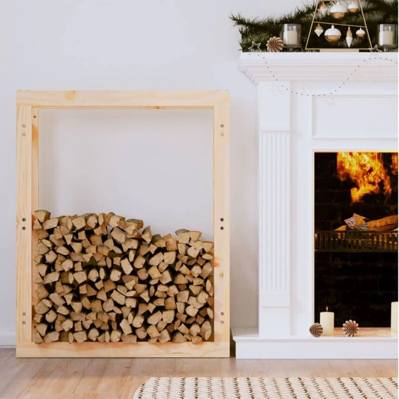 Image of vidaXL Firewood Rack 80x25x100cm Solid Wood Pine, Brown 822417