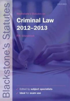 Image of Blackstones Statutes on Criminal Law 2012-2013 by Peter Glazebrook Paperback