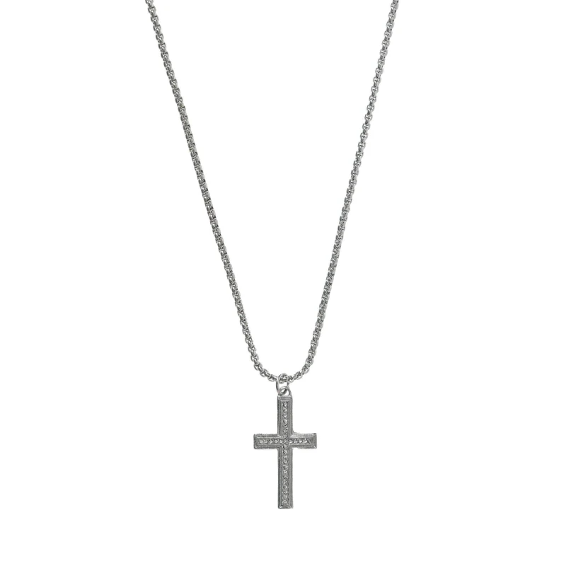 Image of Fabric Cross Necklace - Silver Silver One Size