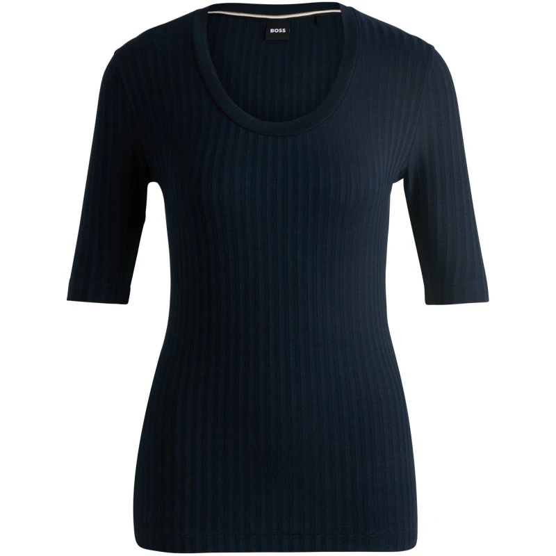 Image of Boss Womens Effilie Short Sleeve Polo Shirt Dark Blue female 8 (S)