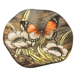 image of Amber Butterfly Round Dish Small