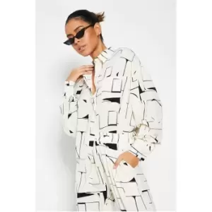 Image of I Saw It First Mono Printed Shirt Co Ord - Black