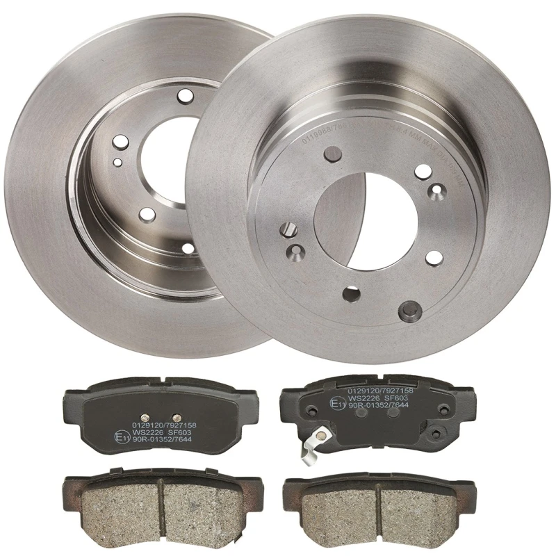 Image of RIDEX 3405B1858 Brake disc and pads set Rear Axle, Brake Disc Type: Solid, with acoustic wear warning Brake Set,disc brakes (3405)