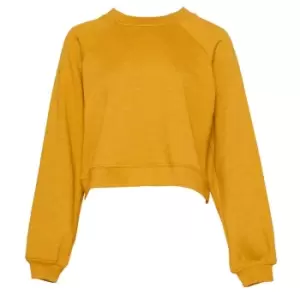 Bella + Canvas Womens/Ladies Raglan Crop Sweatshirt (L) (Mustard Yellow Heather)