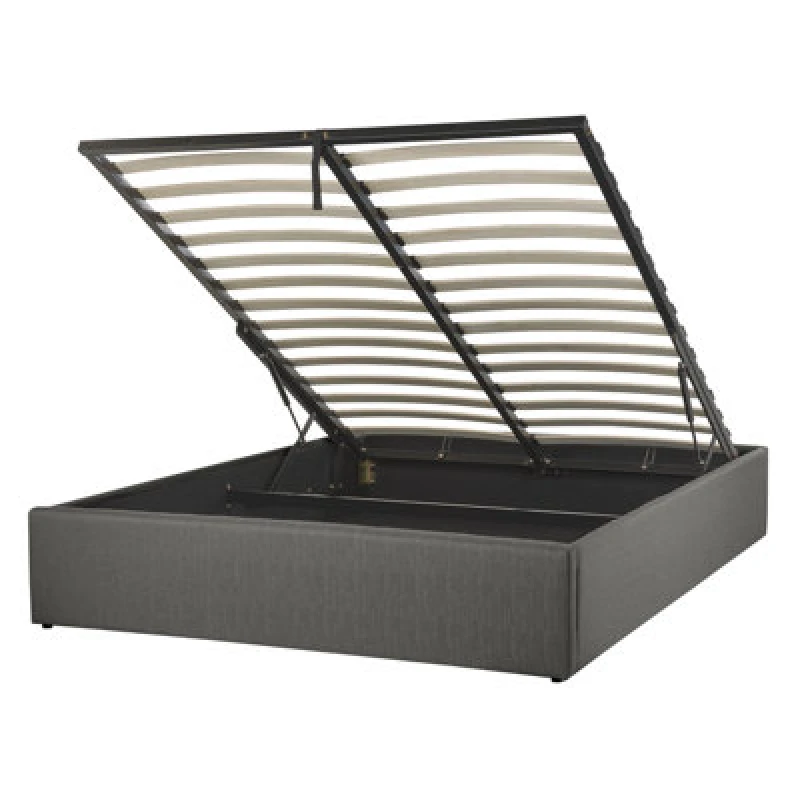 Image of Beliani Ottoman Bed Without Headboard Fabric Dinan 140 X 200 Cm (Eu Double) Dark Grey