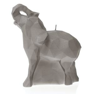 Image of Gray Matt Medium Elephant Low Poly Candle