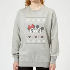 Image of Disney Mickey and Minnie Womens Christmas Sweatshirt - Grey - 3XL