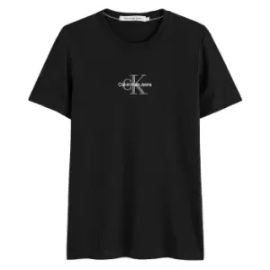 Image of Monogram Embroidered Logo T-Shirt in Cotton with Crew Neck
