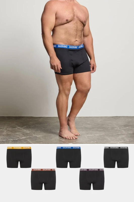 Image of BadRhino Mens 5 Pack Essential Boxers Size: 7-8XL Multicolor Male 7-8XL