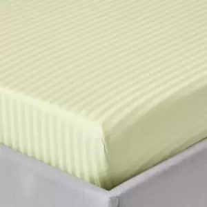 Image of Sage Green Egyptian Cotton Satin Stripe Fitted Sheet 330 Thread Count, Super King - Sage Green - Sage Green - Homescapes