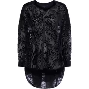 Image of French Connection Gemna Devore Pop Over Top - Black