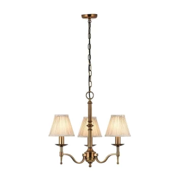 Image of Interiors 1900 Lighting - Interiors Stanford Antique Brass - 3 Light Multi Arm Ceiling Pendant Chandelier Antique Brass, E14