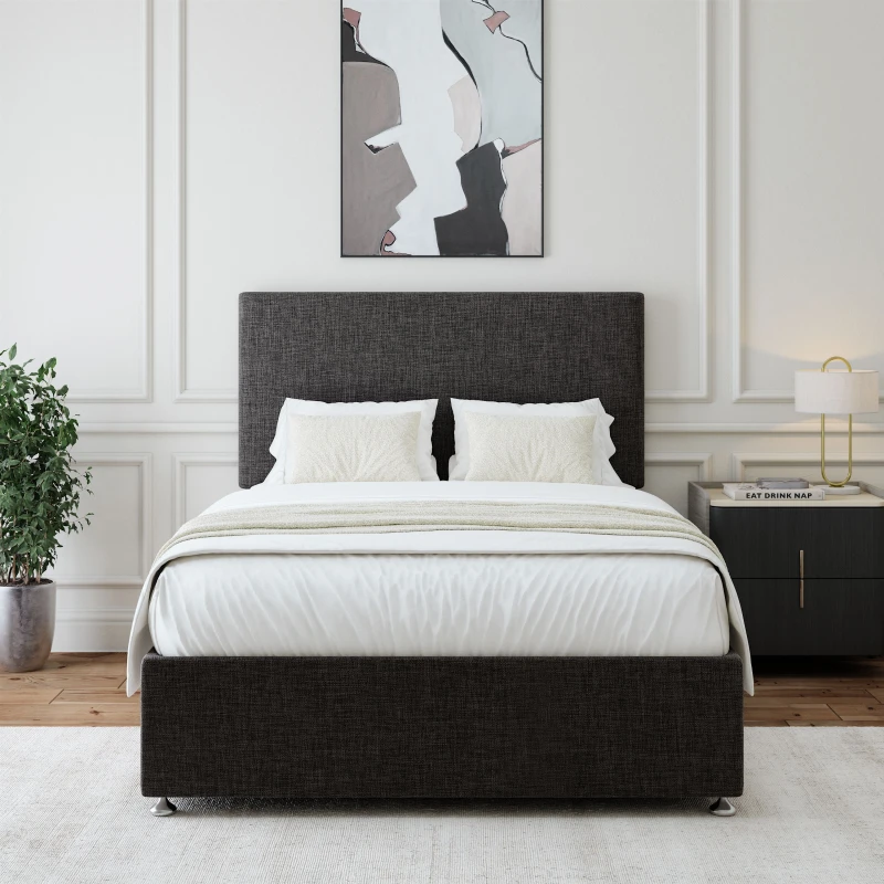 Image of Bedmaster Linen Divan Base & Plain Headboard in Mauve Size: Double Mauve Unisex Double