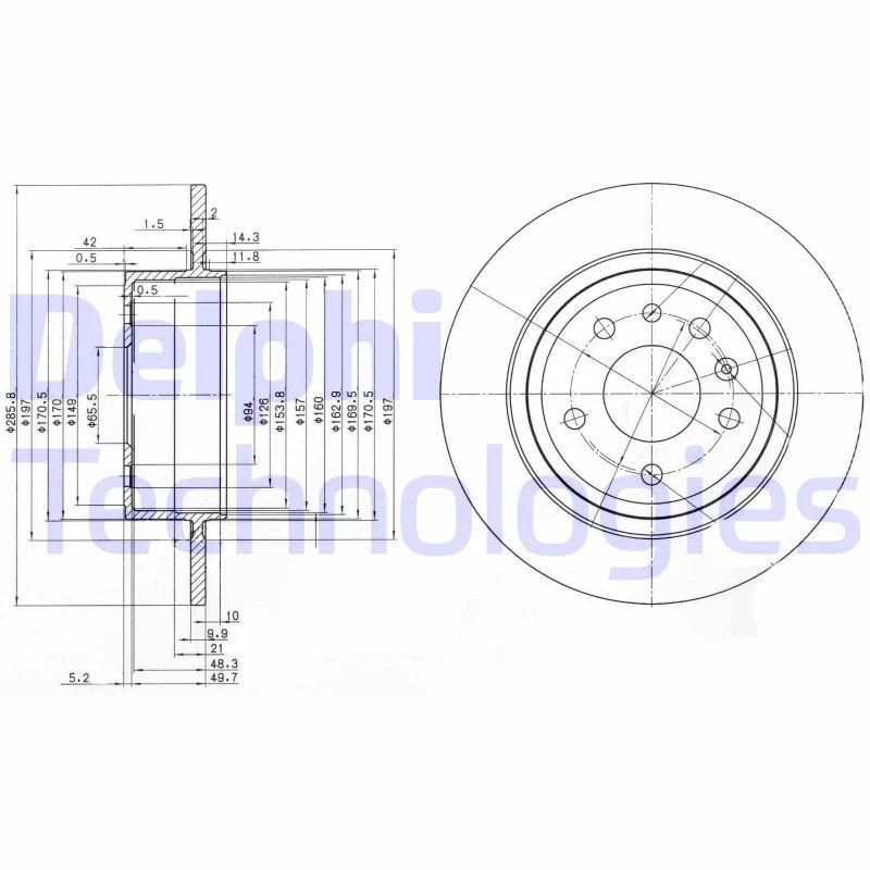 Image of DELPHI Brake disc DELPHI BG3908C