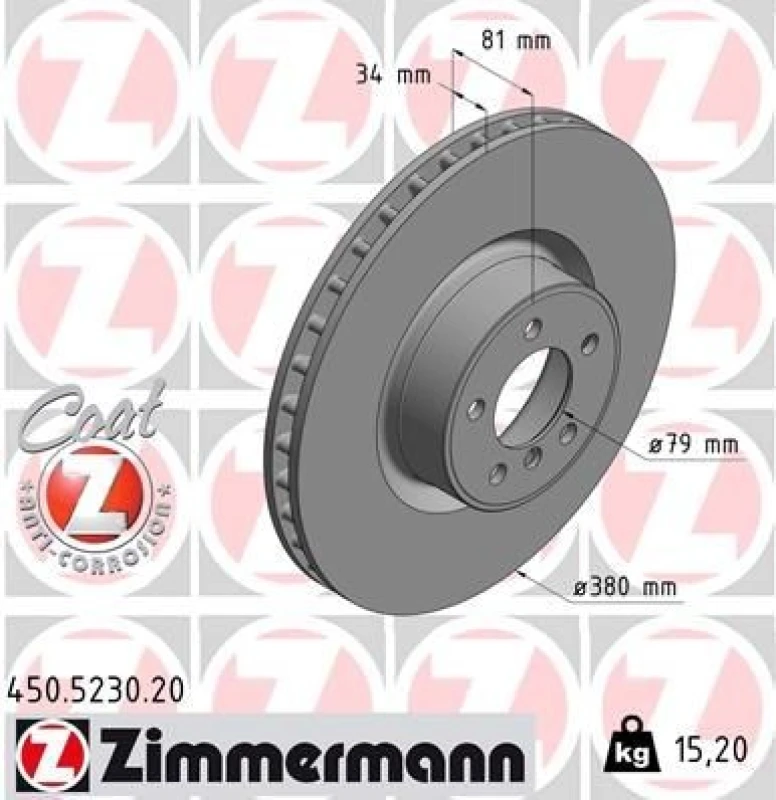 Image of ZIMMERMANN Brake disc ZIMMERMANN 450.5230.20
