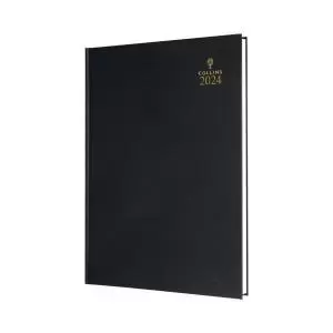 Image of Collins A4 Desk Diary Day Per Page Black 2024 44-99.24 CD44BK24