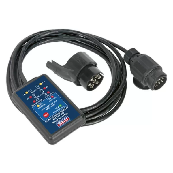 Image of Genuine SEALEY TST22 Towing Socket Tester 13-Pin 12V - VOSA Approved