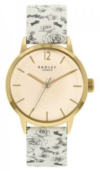 image of Radley Womens Cream Pattern Leather Strap Cream Dial Watch