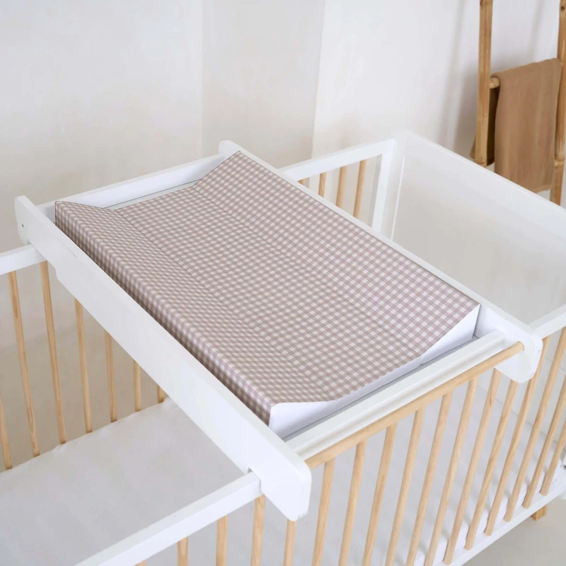 Image of Clair De Lune Gingham Anti-Roll Wedge Changing Mat Cream WVJQH Unisex
