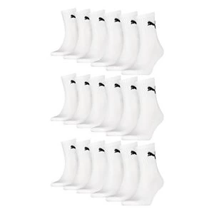 image of Puma mens crew socks, pack of 12, terry sole sports socks., White, 47-49 (EU)